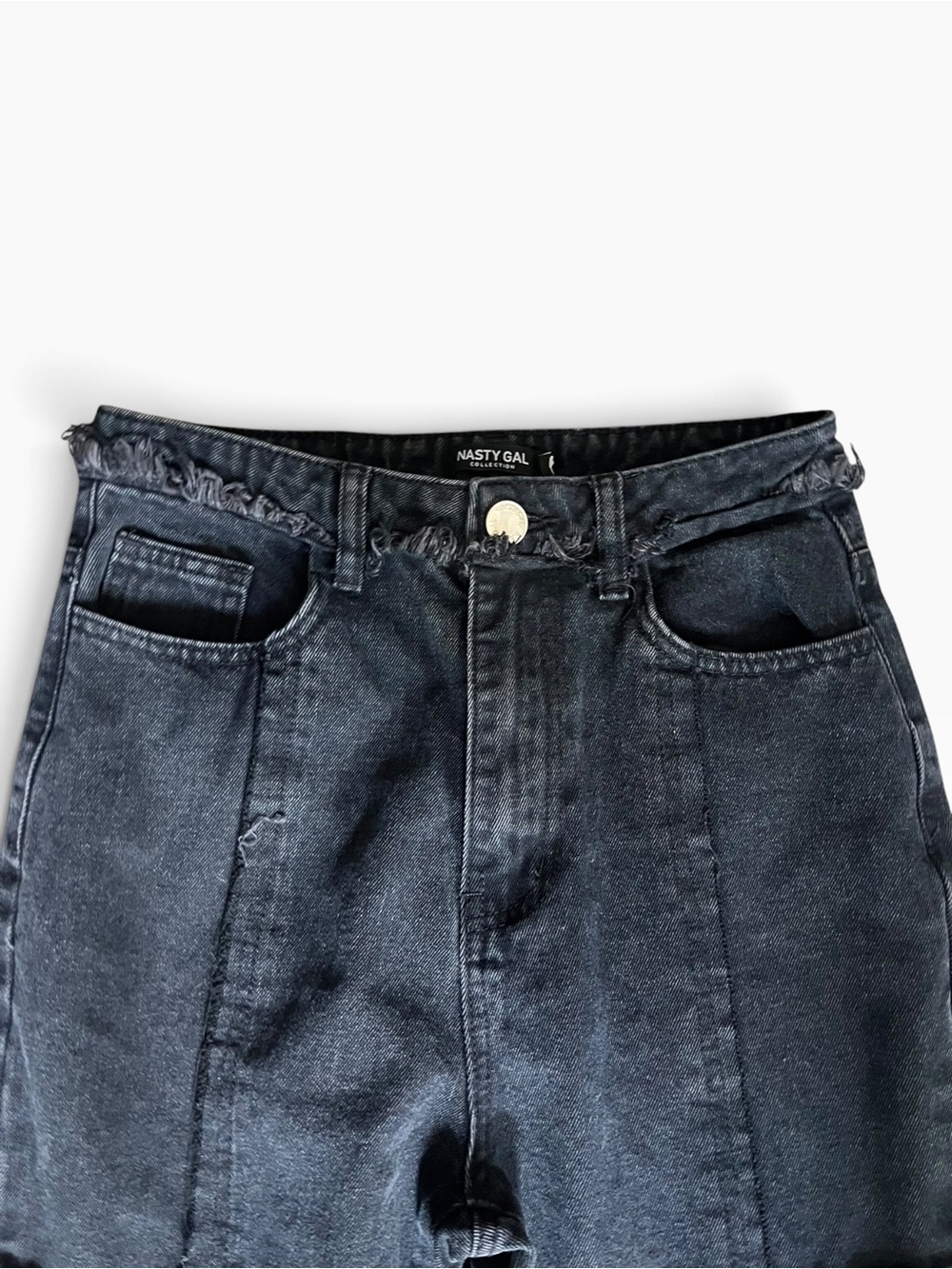 Nasty Gal Black Patchwork Flared Jeans - Picture 3 of 10